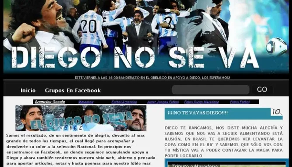 Crearon una página web pidiendo que siga Diego