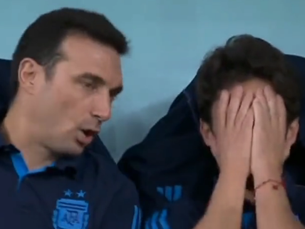 La emoción de Pablo Aimar tras el gol de Messi