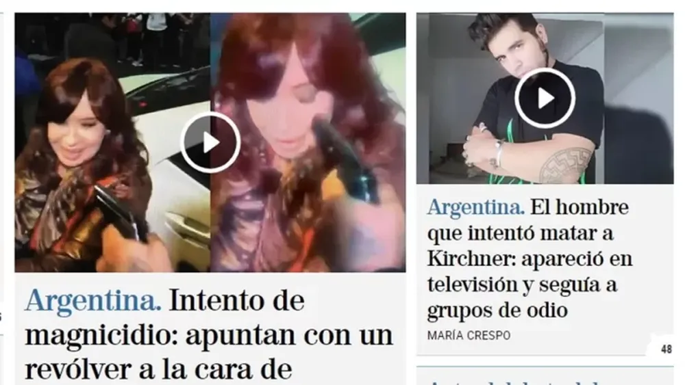 “Intento de magnicidio”: el ataque a Cristina Kirchner, en los medios de Europa