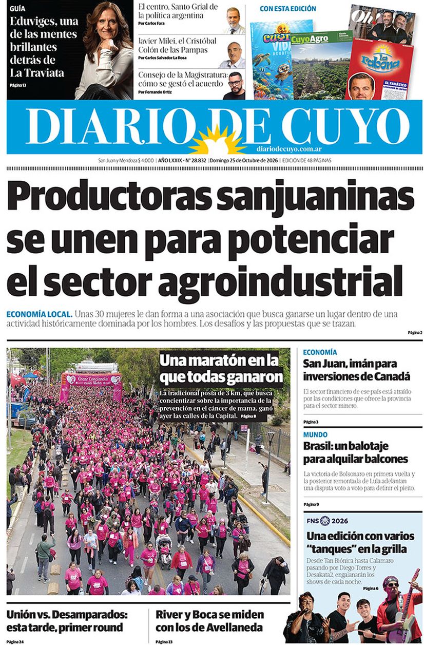 Diario de Cuyo | Tapa Edición 25 de Octubre 2026