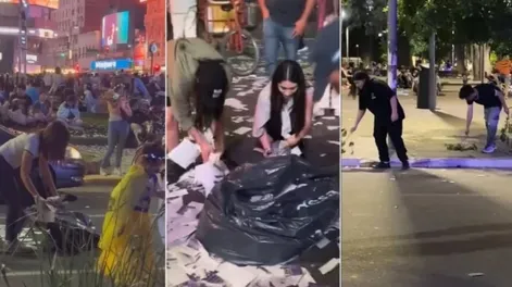 Tras los festejos por la victoria de Milei, simpatizantes limpiaron las calles