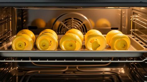 Cáscara de limón en el horno.