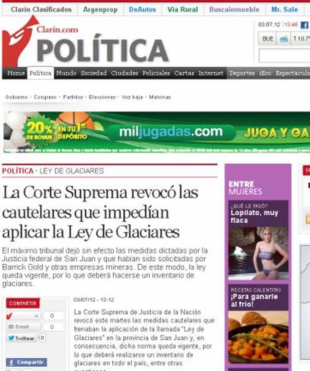 Repercusiones del fallo en los medios nacionales