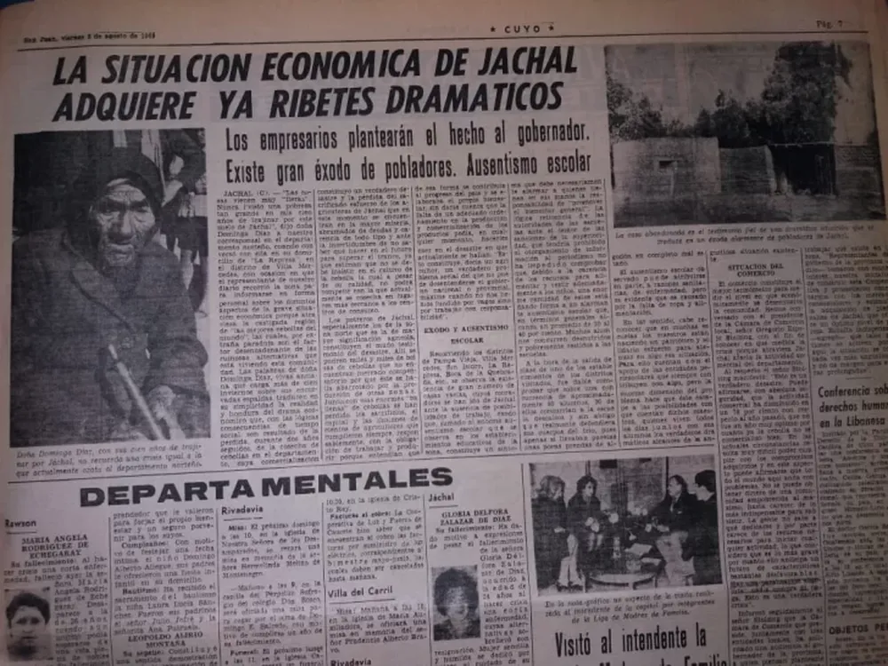 Cuando Jáchal se vio golpeado por una fuerte crisis y provocó el éxodo masivo de habitantes