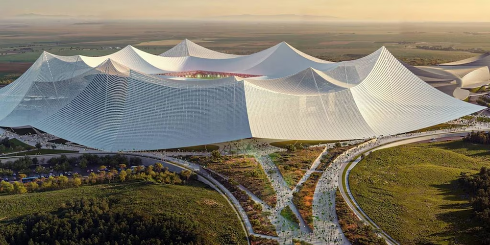 El futuro Estadio Hassan II de Casablanca tendrá capacidad para alrededor de 115.000 espectadores y Marruecos pretende que reciba la final del Mundial 2030.