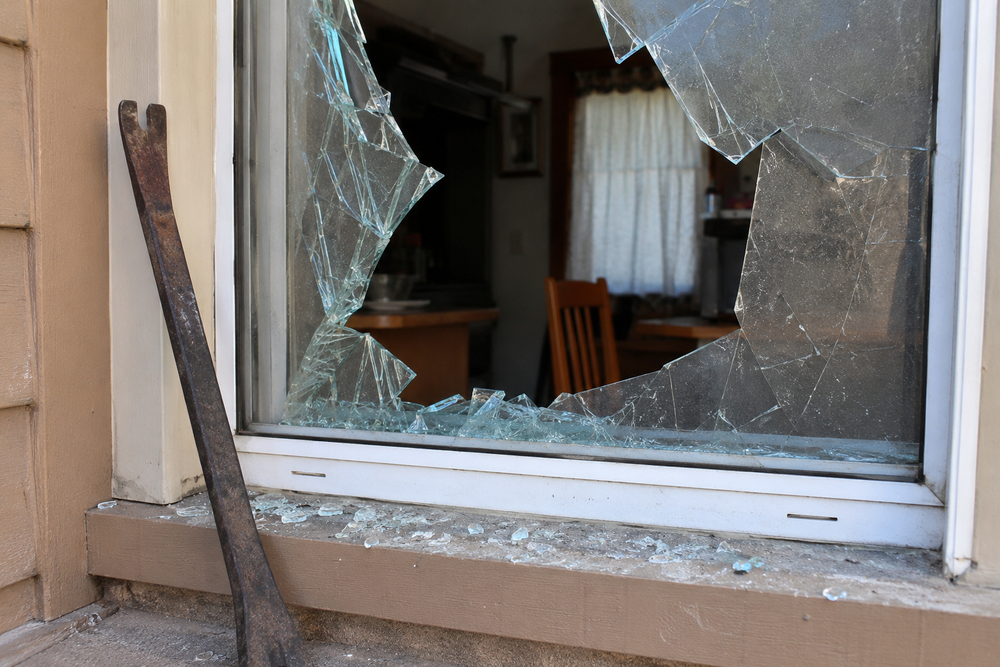 La mujer destruyó las ventanas de la casa de su hermana, en Chimbas. IMAGEN GENERADA CON IA.&nbsp;