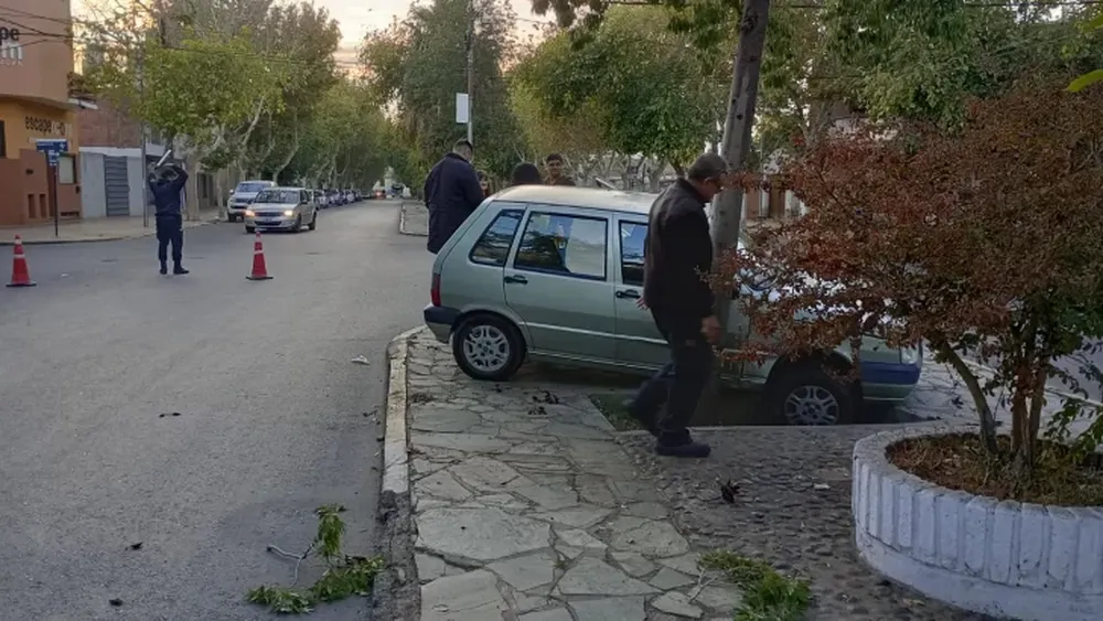 Uno de los autos chocó contra el tronco de un árbol. Foto: Diario de Cuyo.