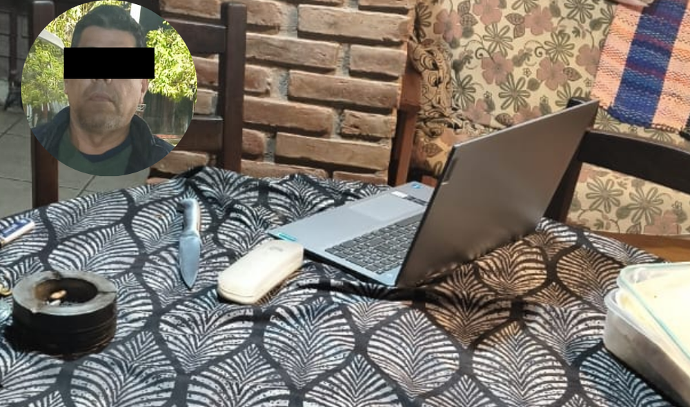 La computadora y el cuchillo que utilizó Molina.&nbsp;