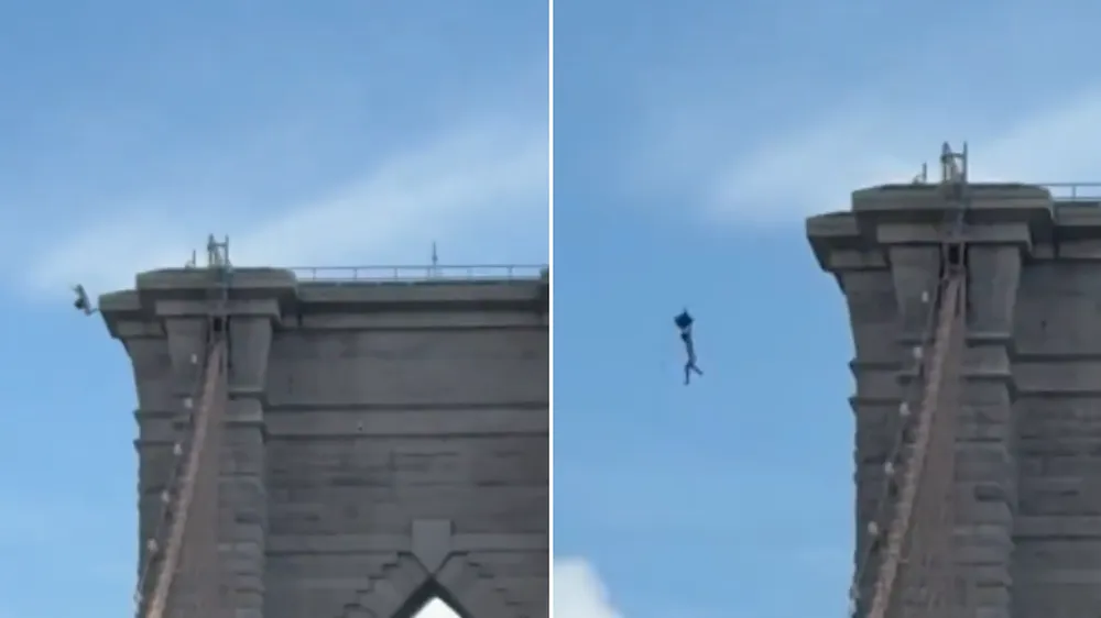 Nueva York: un hombre se tiró desnudo desde el Puente de Brooklyn y sobrevivió.