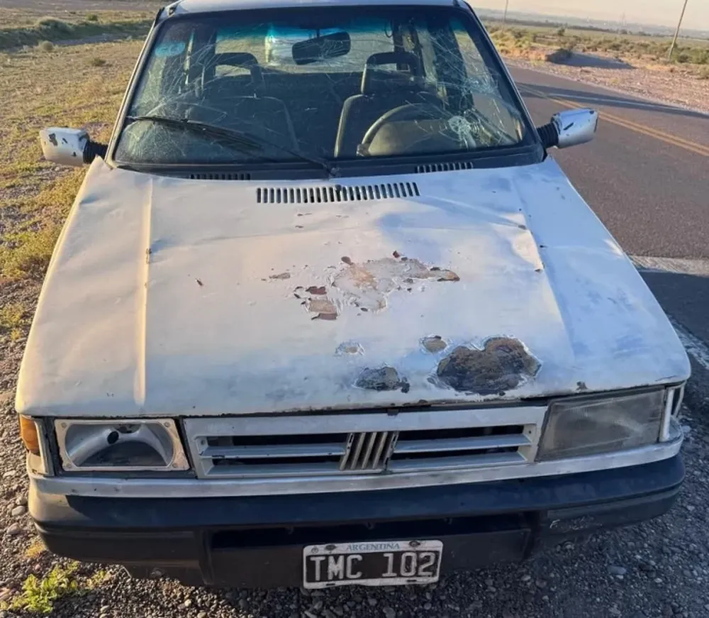 Un auto entró sin frenar a la Ruta 40 y embistió a un motociclista