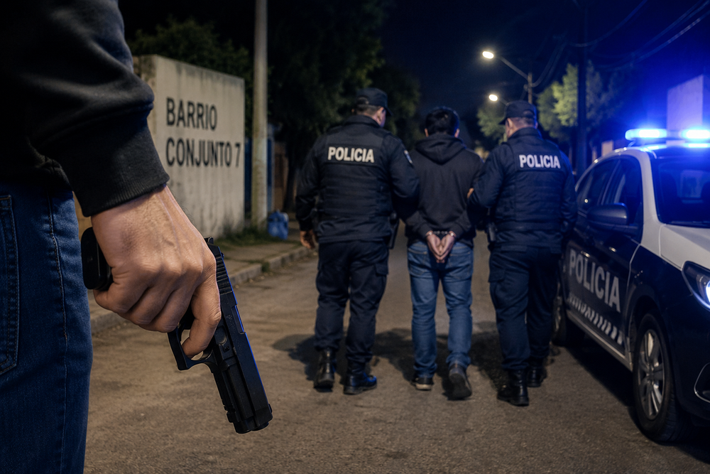 El hecho ocurrió en el Barrio Conjunto 7, en Pocito. Imagen creada con IA.