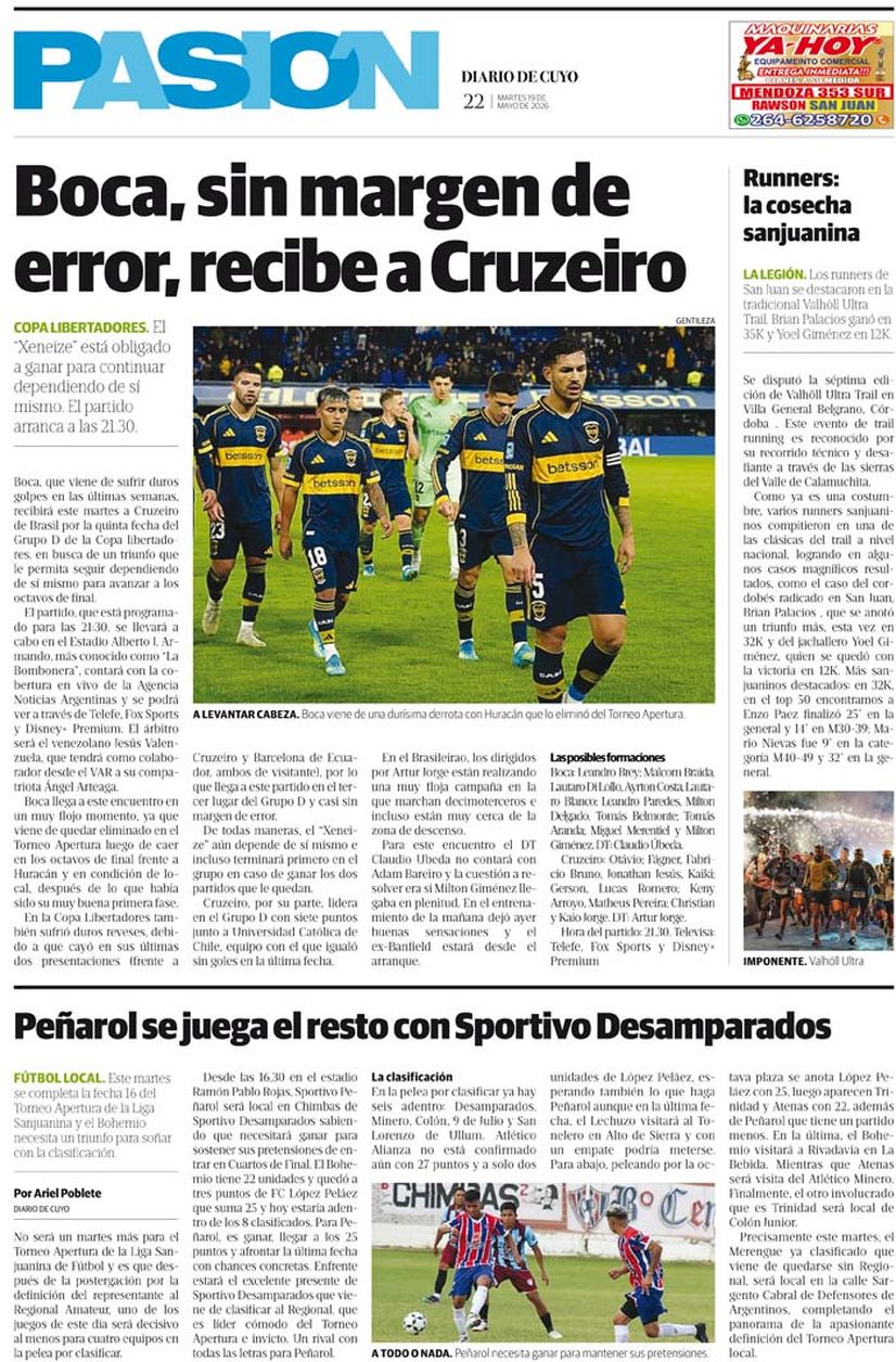 Diario de Cuyo | Tapa Pasión 19 de Mayo 2026