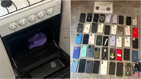 Descubrieron un depósito de celulares robados: había 46 iPhones y estaban escondidos en un horno