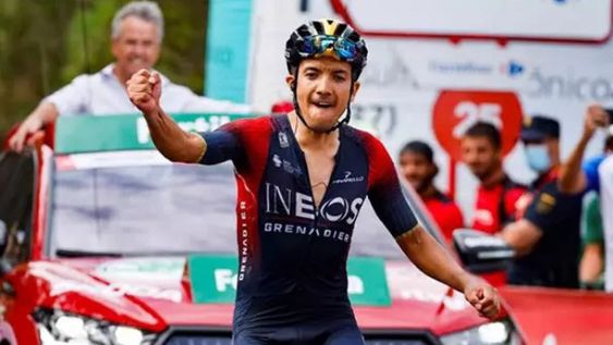 Evenepoel se cayó pero salvó la punta