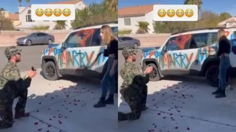 [VIDEO] Le pintó el auto para pedirle matrimonio y todo terminó mal