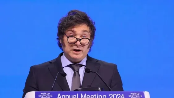 La impresionante foto que usó Milei para graficar su ponencia en Davos