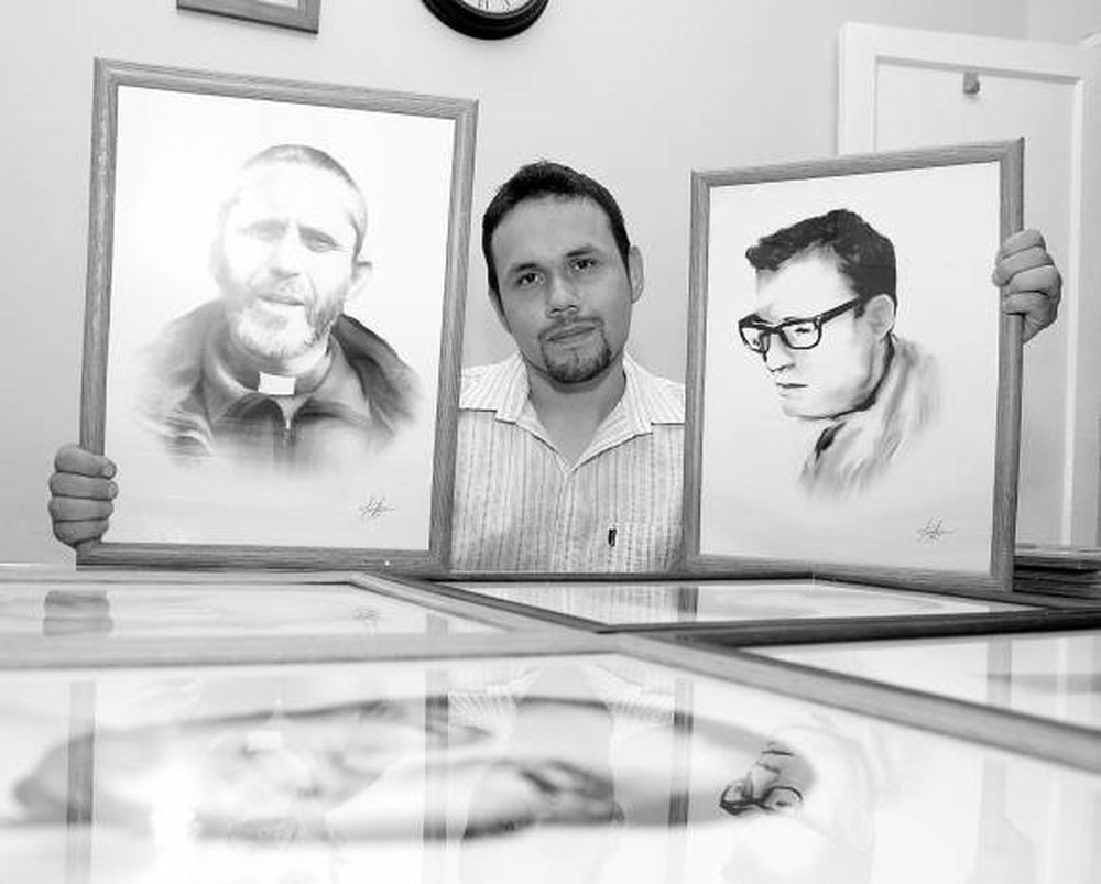 El artista que inmortalizó a  todos los párrocos de Ullum