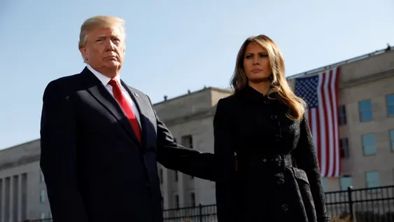 Donald Trump y su mujer, en el homenaje a las víctimas del 11S