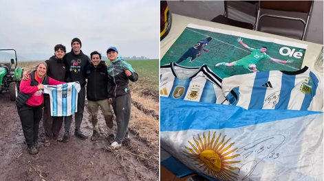 Rescataron al Dibu del barro y recibieron un regalo de campeón