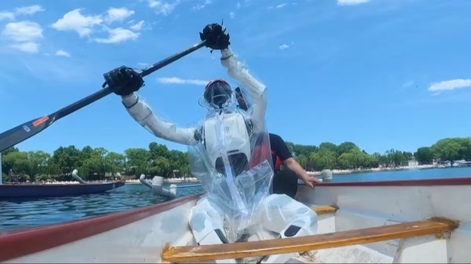 Robot compitiendo con deportistas en China.&nbsp;Foto: Captura de video.