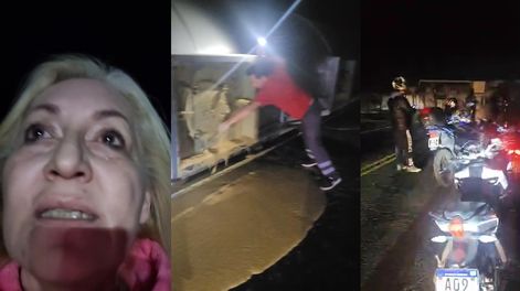 Vuelco del camión cerca de la Difunta Correa: el impactante video de una mujer que vio todo.