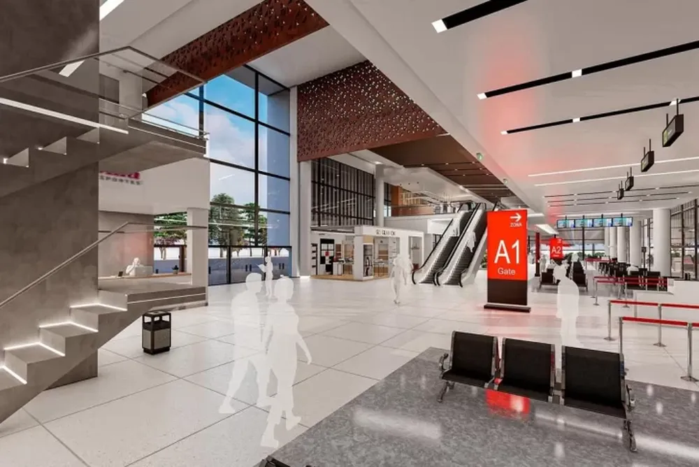 La futura terminal: terrazas, un puente aéreo, restoranes y tecnología digital