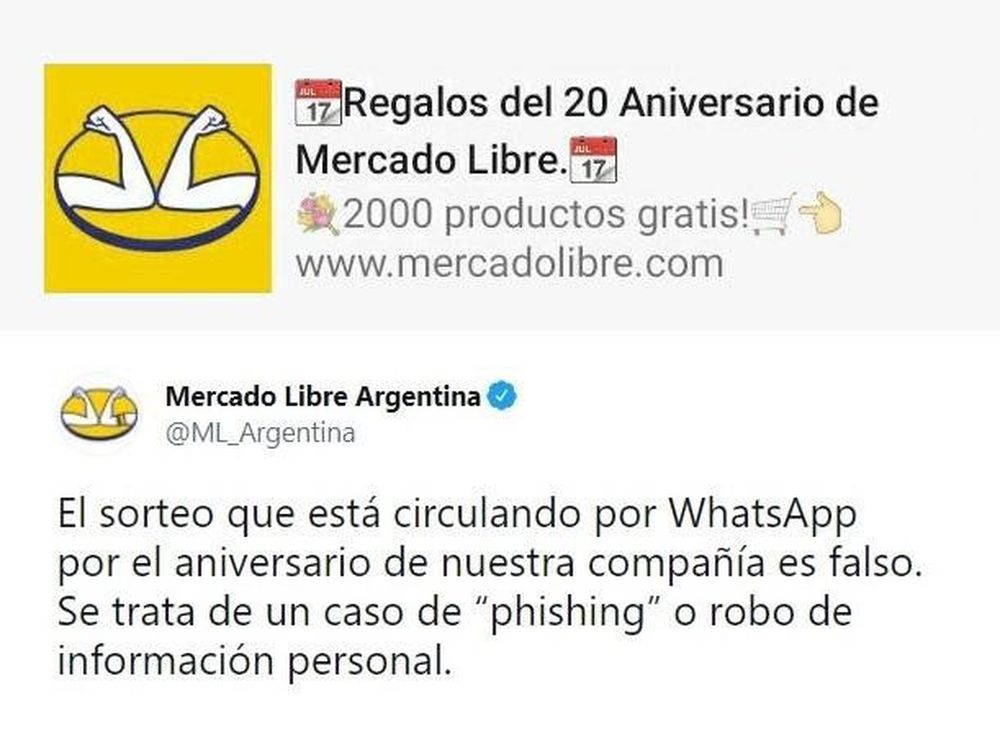 Alertan por mensaje que ofrece productos gratis por el aniversario de Mercado Libre
