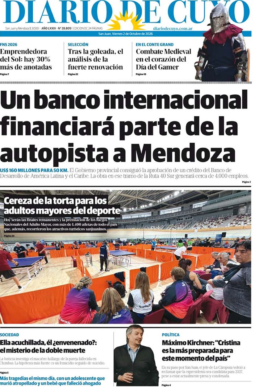 Diario de Cuyo | Tapa Edición 2 de Octubre 2026