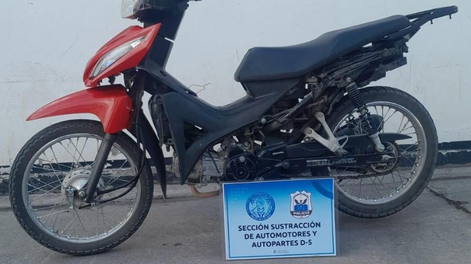 La moto robada en Capital fue hallada en Chimbas tras varios días de búsqueda. &nbsp;