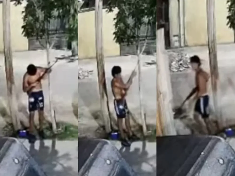 Confirman que el joven que amenaza a vecinos de Rawson con un arma es mayor de edad