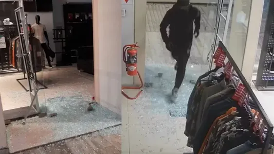 Ladrón reventó la vidriera de una tienda sobre Libertador y sustrajo dos computadoras y ropa