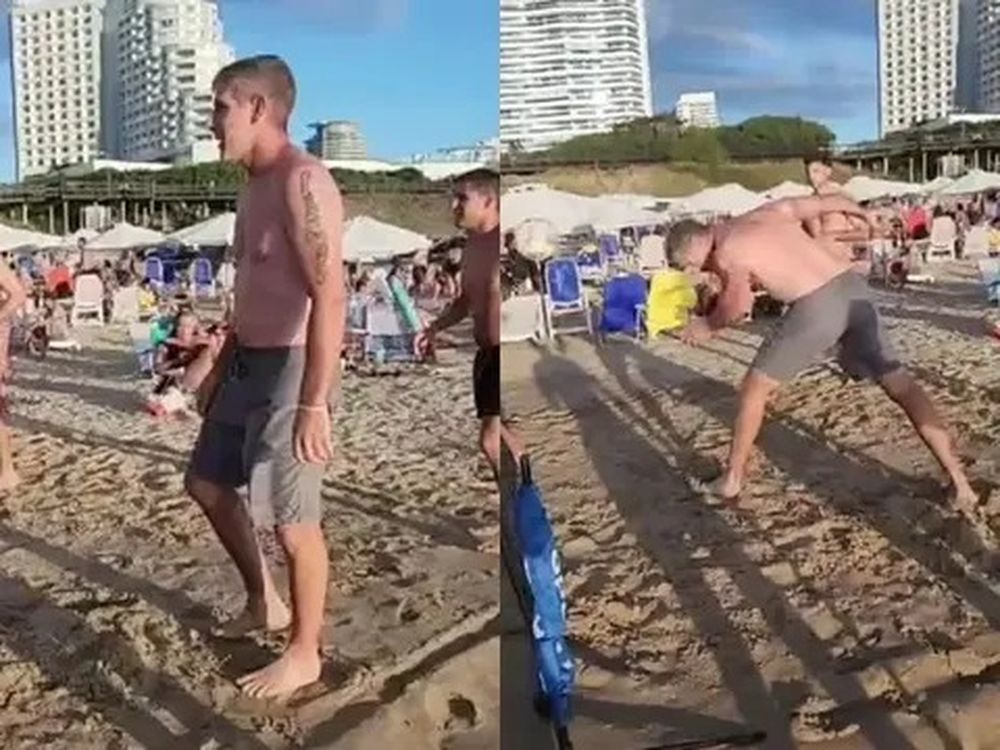 Se encontraron a Martín Palermo en la playa y lo invitaron a jugar fútbol tenis