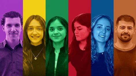 Pianistas en concierto. De izquierda a derecha, Giuliano Riccobelli, Anyelina Pastén, Angelina Liyo Silva, Sayra Alessi, Mariana Montañez y Cristian José Peralta.