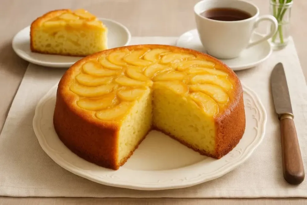 Torta de manzana recién salida del horno y lista para disfrutarla.