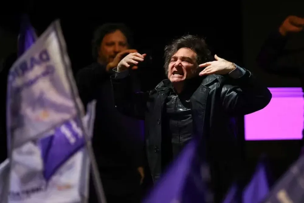 Milei en plena celebración.