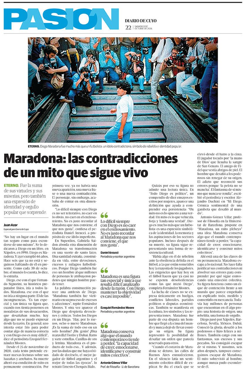 Diario de Cuyo | Tapa Pasión 31 de Octubre 2026
