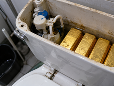 Los cuatro lingotes estaban ocultos dentro del depósito de agua de un inodoro en desuso.