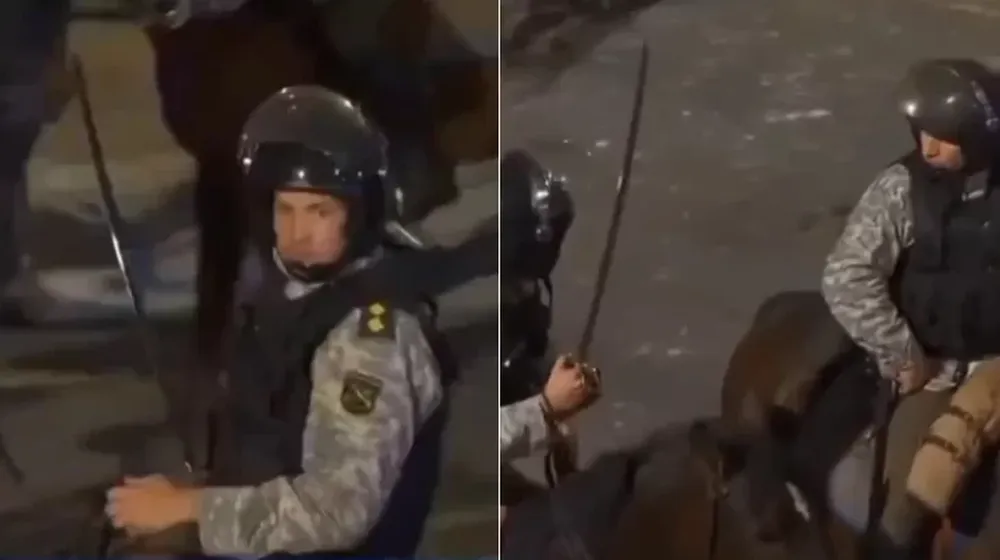 Insólito: explicaron porqué un policía utilizó un sable en los incidentes entre Nacional y Boca