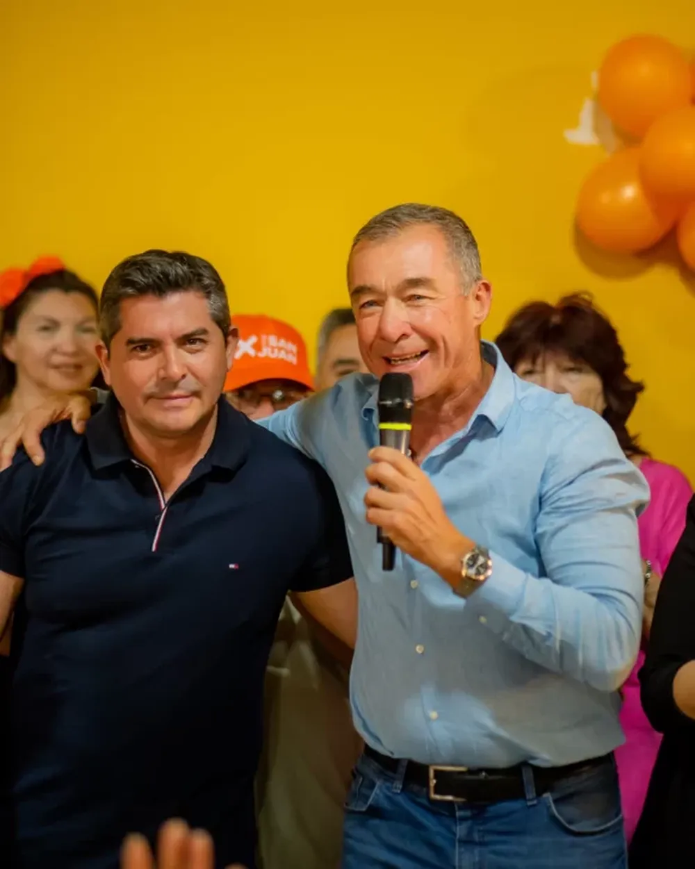 Fabián Martín y Marcelo Orrego en un acto de campaña.