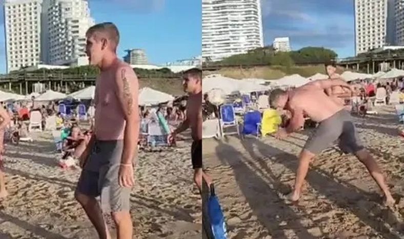 Se encontraron a Martín Palermo en la playa y lo invitaron a jugar fútbol tenis