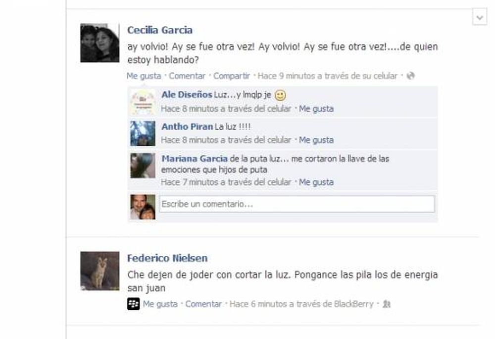 Malestar de vecinos del Gran San Juan por los reiterados cortes de luz