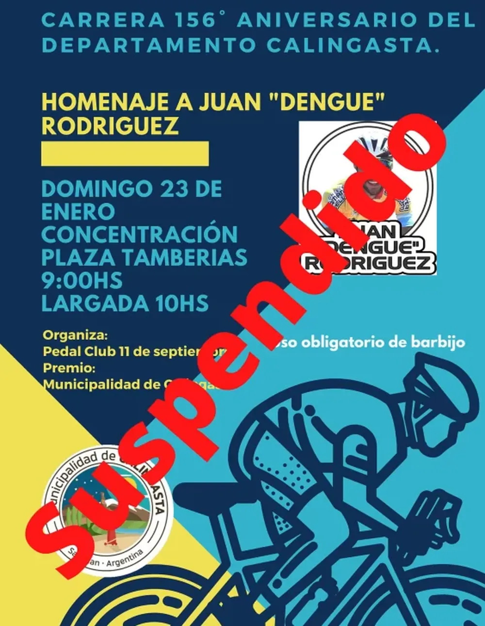 Por el coronavirus suspendieron la carrera de ciclismo en Calingasta