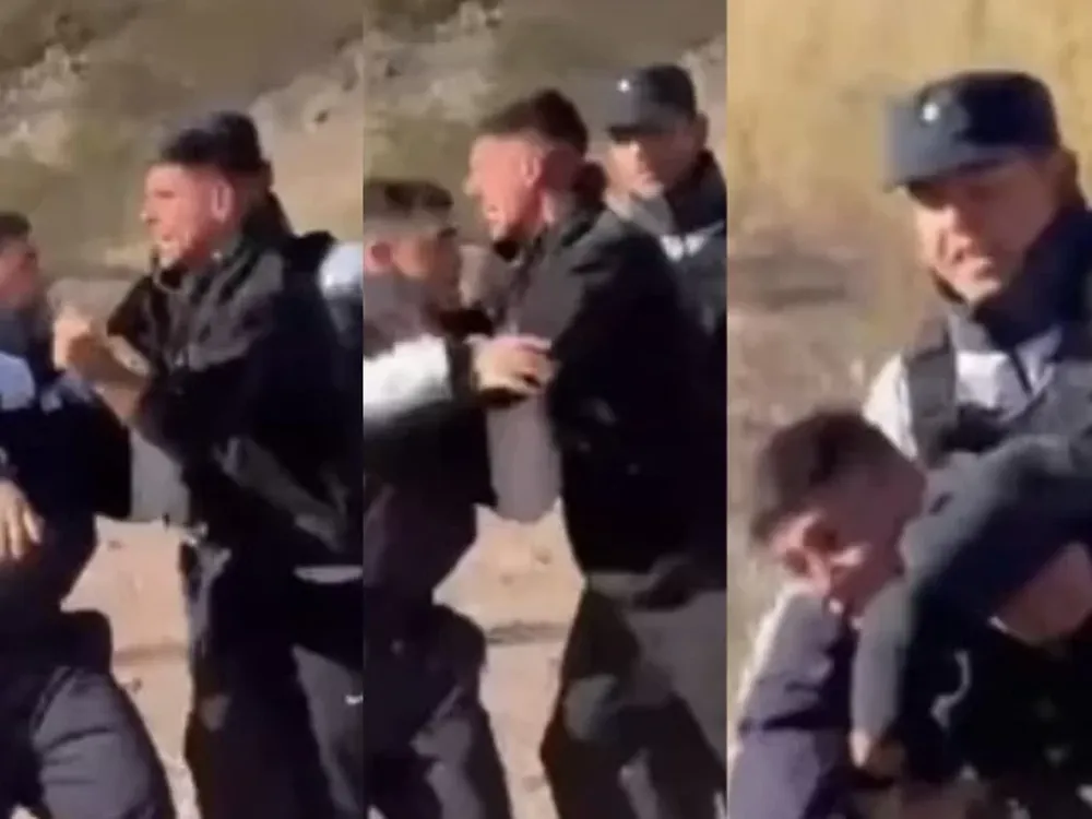 Matías Orihuela y policías de Mendoza. (Captura de video)
