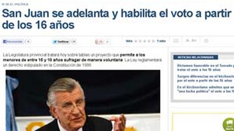 El voto sanjuanino a los 16 años, tema nacional