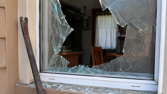 La mujer destruyó las ventanas de la casa de su hermana, en Chimbas. IMAGEN GENERADA CON IA.&nbsp;