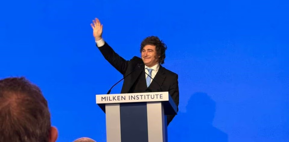 Javier Milei en el Instituto Milken.