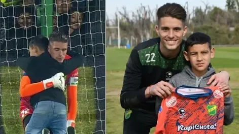 El arquero Unsain recibió al nene que lo abrazó en la cancha