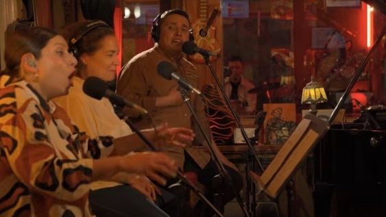 Uno de los momentos de la grabación en Buenos Aires