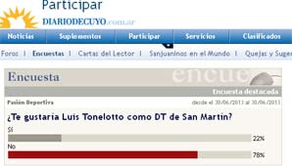 Los lectores están en contra de que Tonelotto dirija a San Martín