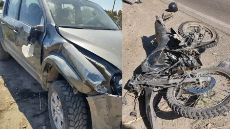 Tras arrollar al motociclista y su acompañante, el conductor de la camioneta se dio a la fuga.